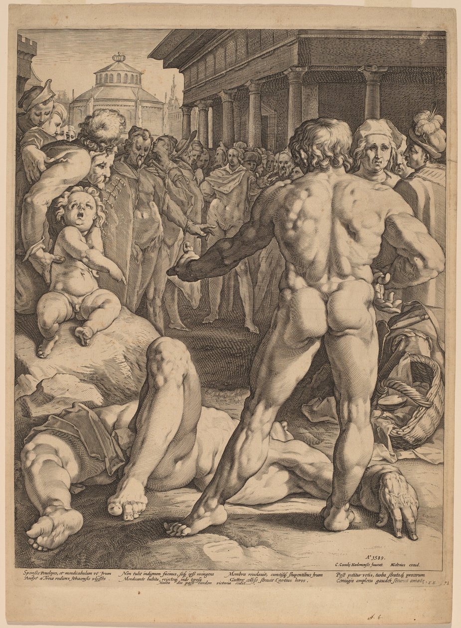 Kampen mellan Ulysses och Irus av Jan Muller, after Cornelis Cornelisz van Haarlem