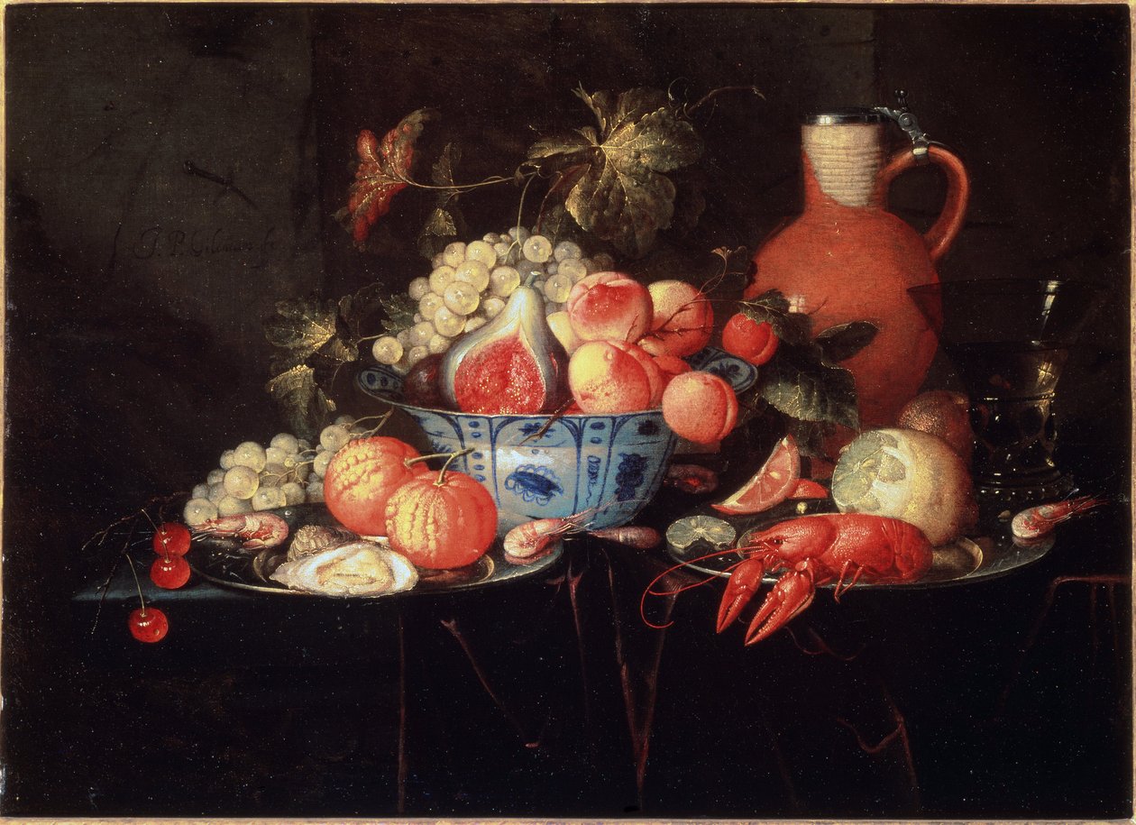 Stilleben med frukter och kräftor - il på duk, c.1660 av Jan Pauwel II the Younger Gillemans