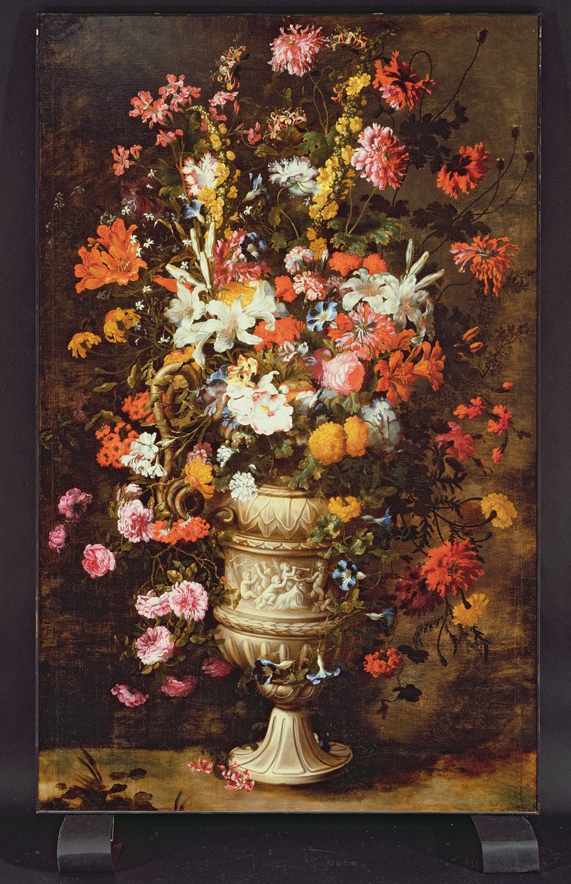 Blommor i en figurvas (olja på duk) av Jan Peeter Brueghel