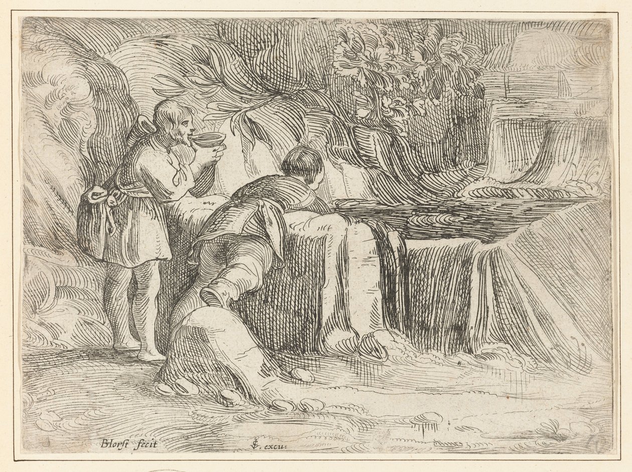 Två män vid en brunn av Jan Philipsz. van Bouckhorst