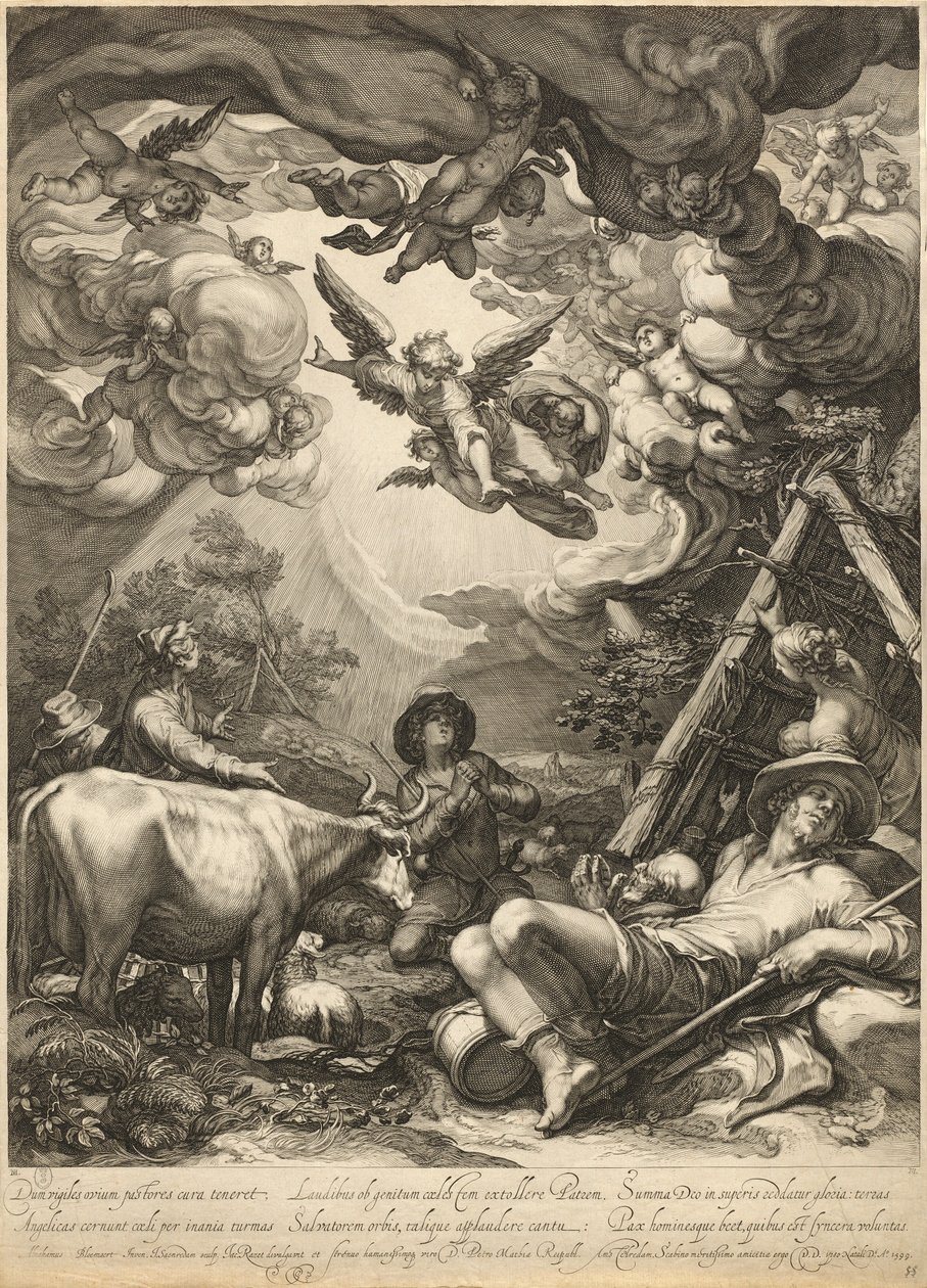 Bebådelse till herdarna av Jan Pietersz Saenredam, after Abraham Bloemaert