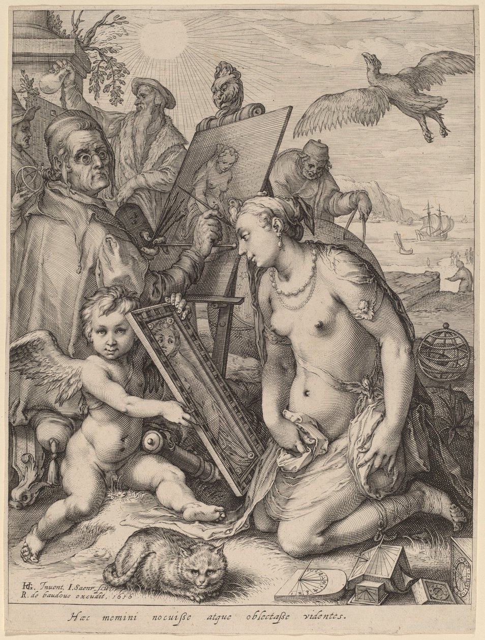 Konstnär som målar en naken kvinna: Allegory of Visual Perception av Jan Pietersz Saenredam after Hendrik Goltzius