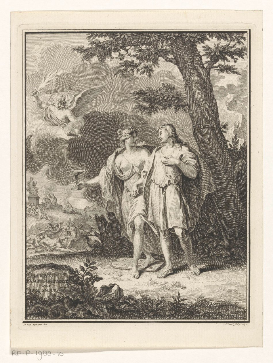 Lust förför en ung man Titelsida för: Dirk Smits, Israëls Baalfegorsdienst, eller straffad lust, 1737 av Jan Punt
