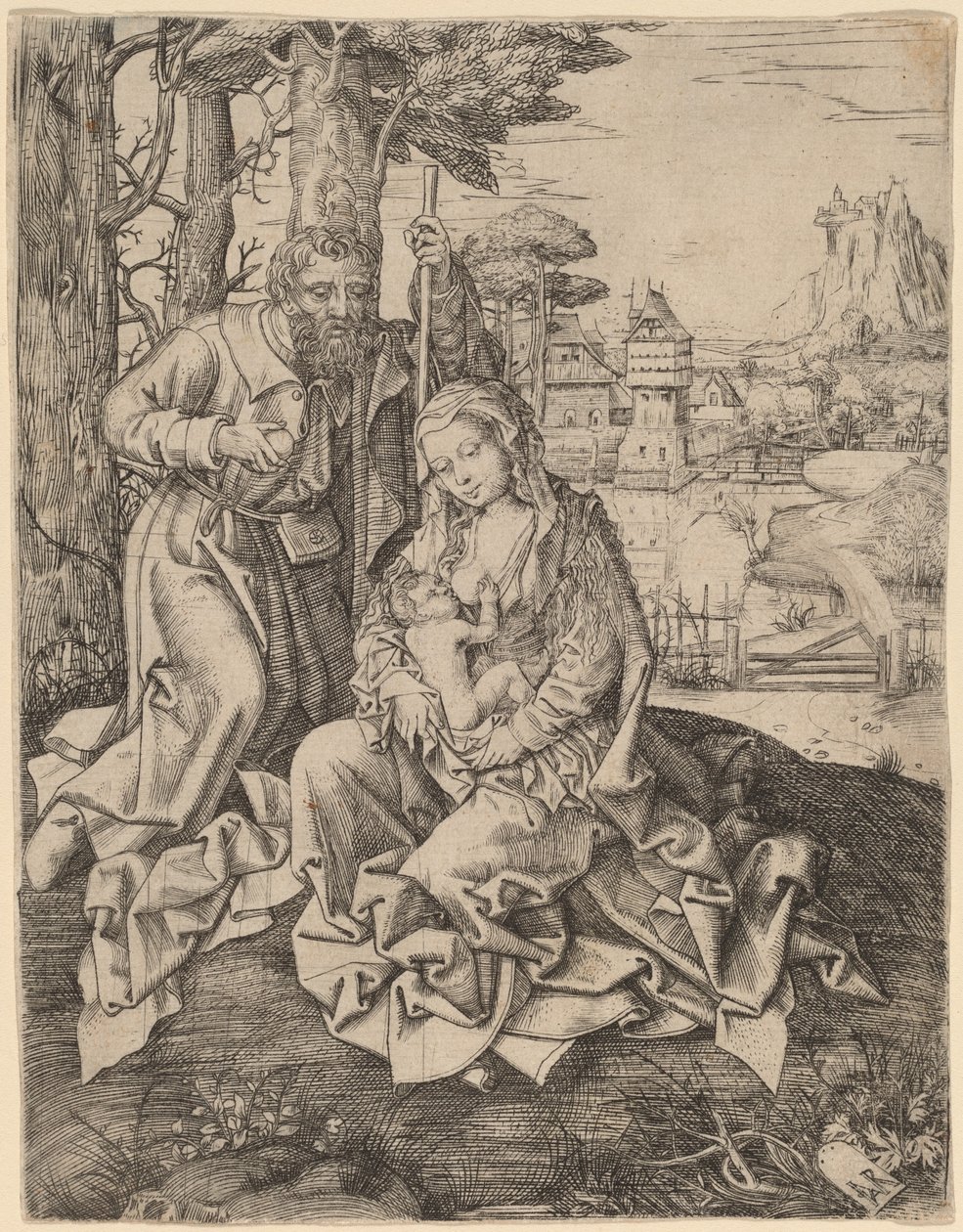 Den heliga familjen i ett landskap av Jan Rombouts the Elder