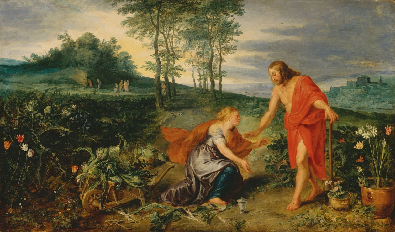 Kristus uppenbarar sig för Maria Magdalena på påskdagens morgon (Noli me tangere), ca 1626 (olja på trä) av Jan & Rubens P.P. (1577 1640) Brueghel