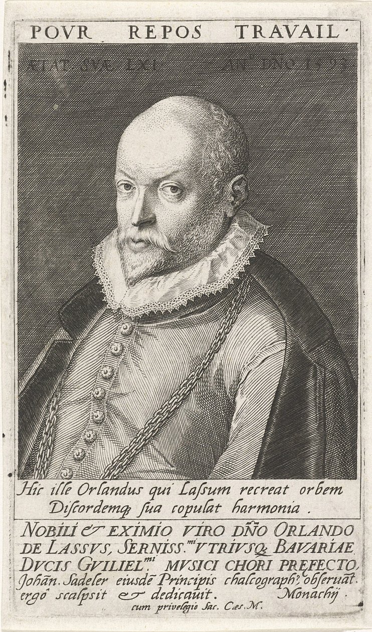 Porträtt av kompositören Orlando di Lasso 1532-1594, 1593 av Jan Sadeler