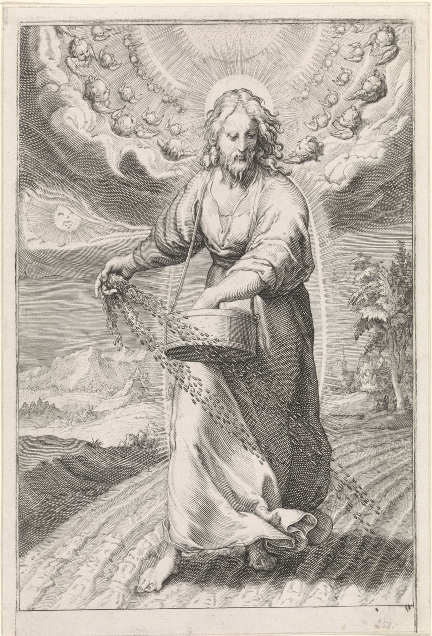 Kristus som såningsman Liknelsen om ogräset bland säden (serietitel) av Jan Saenredam (attributed to)
