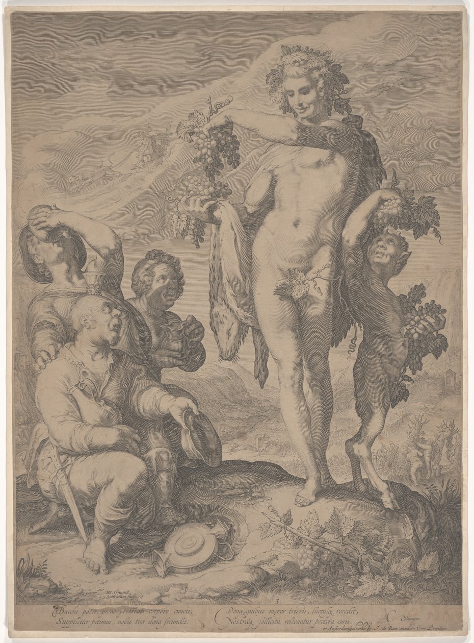 Drickare ber Bacchus om fortsättningen av hans gåvor av Jan Saenredam
