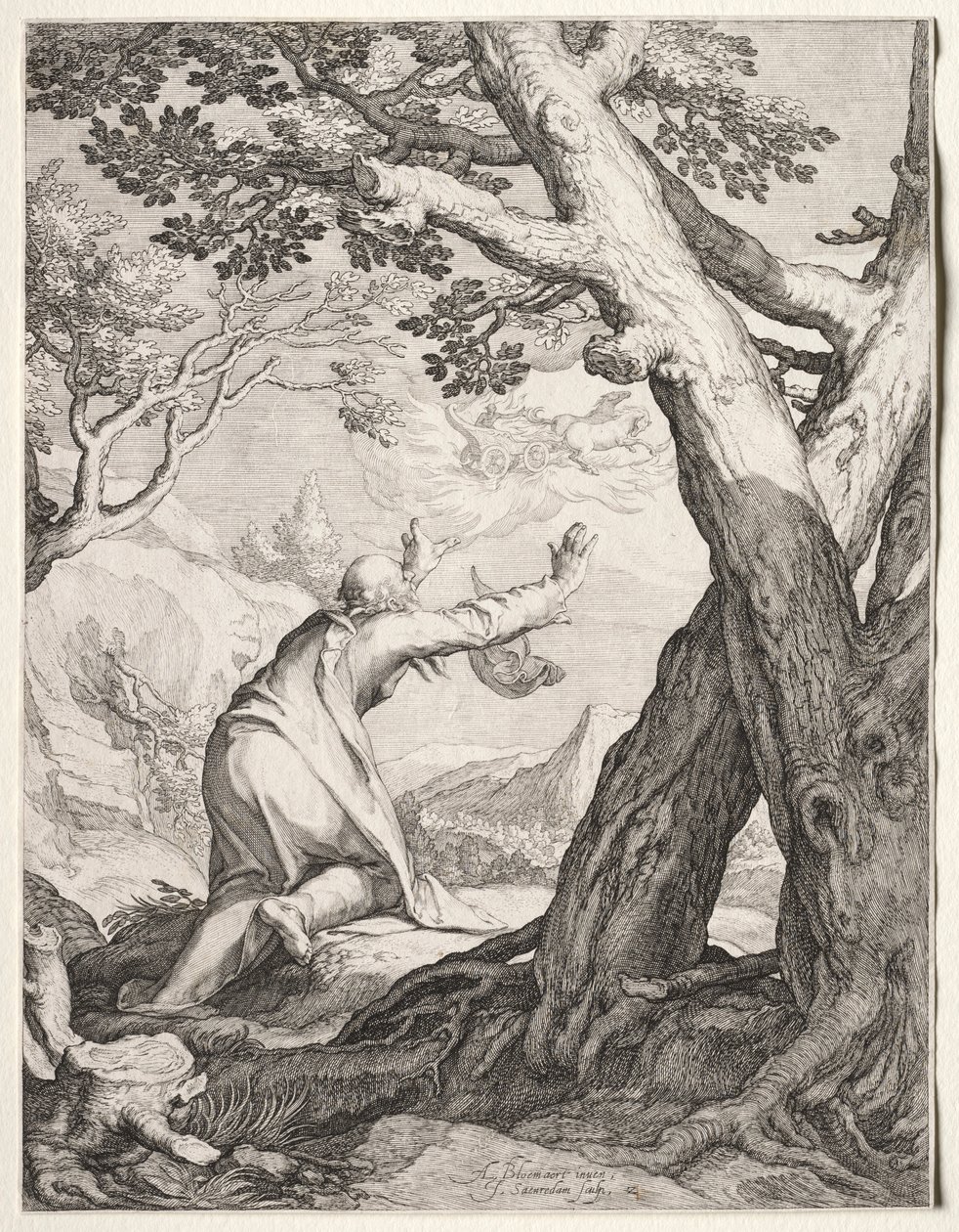 Elisha och Elias Eldvagn, 1604. av Jan Saenredam
