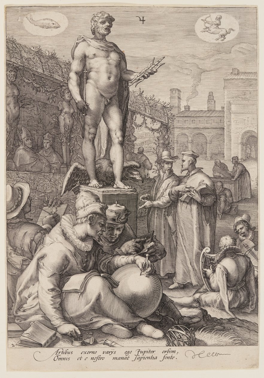 Jupiter leder de fria konsterna, från Seven Planetary Gods av Jan Saenredam