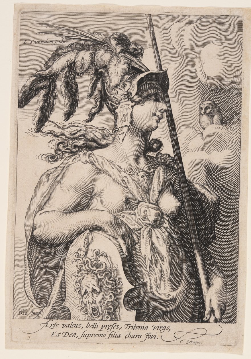 Pallas Athena, från Tre gudinnor av Jan Saenredam