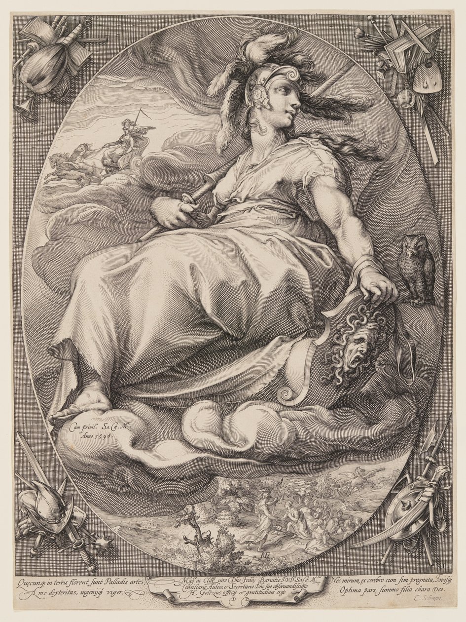 Pallas Athena, från Tre gudinnor sittande i molnen av Jan Saenredam
