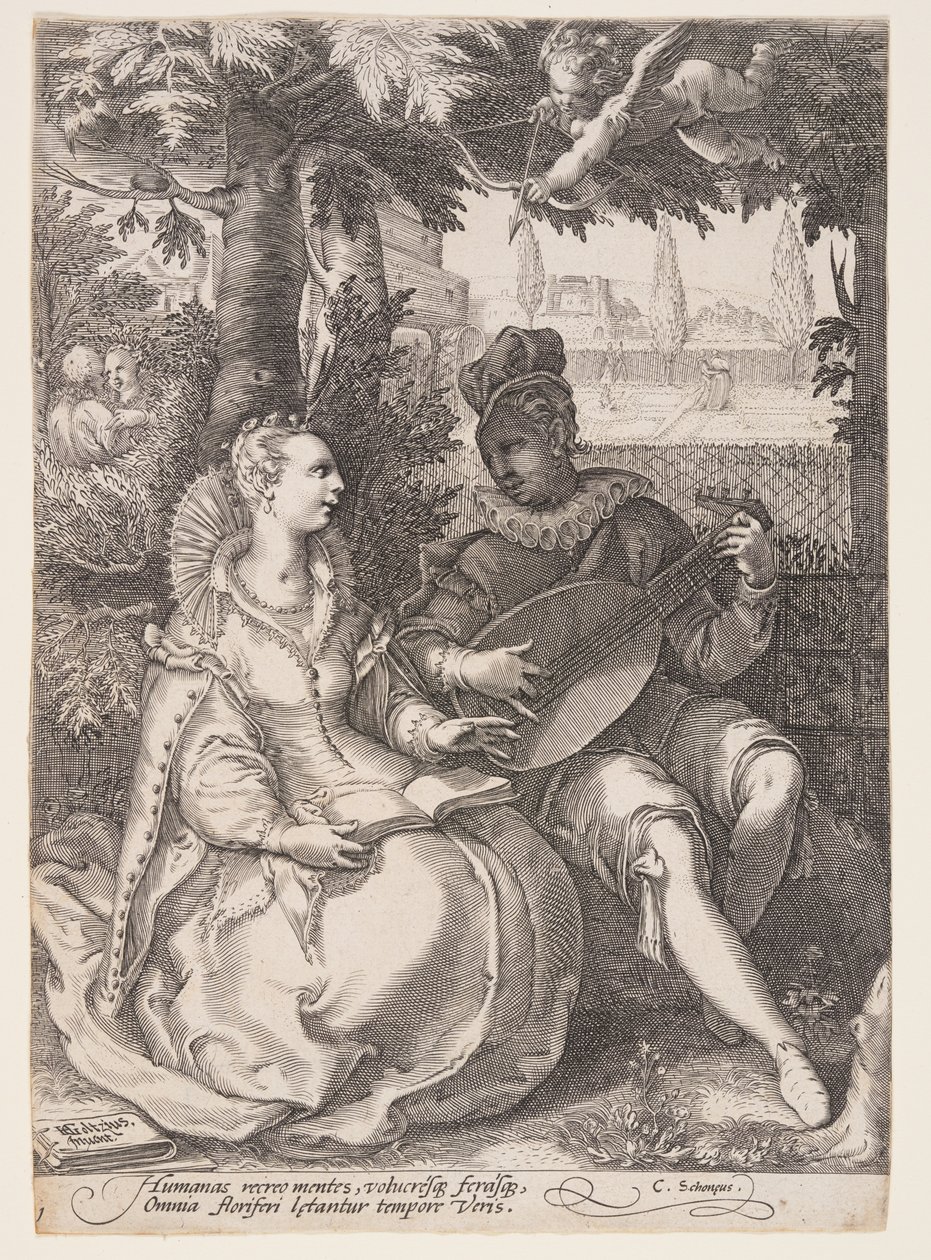 Spring (Music-Making Couple), från De fyra årstiderna av Jan Saenredam