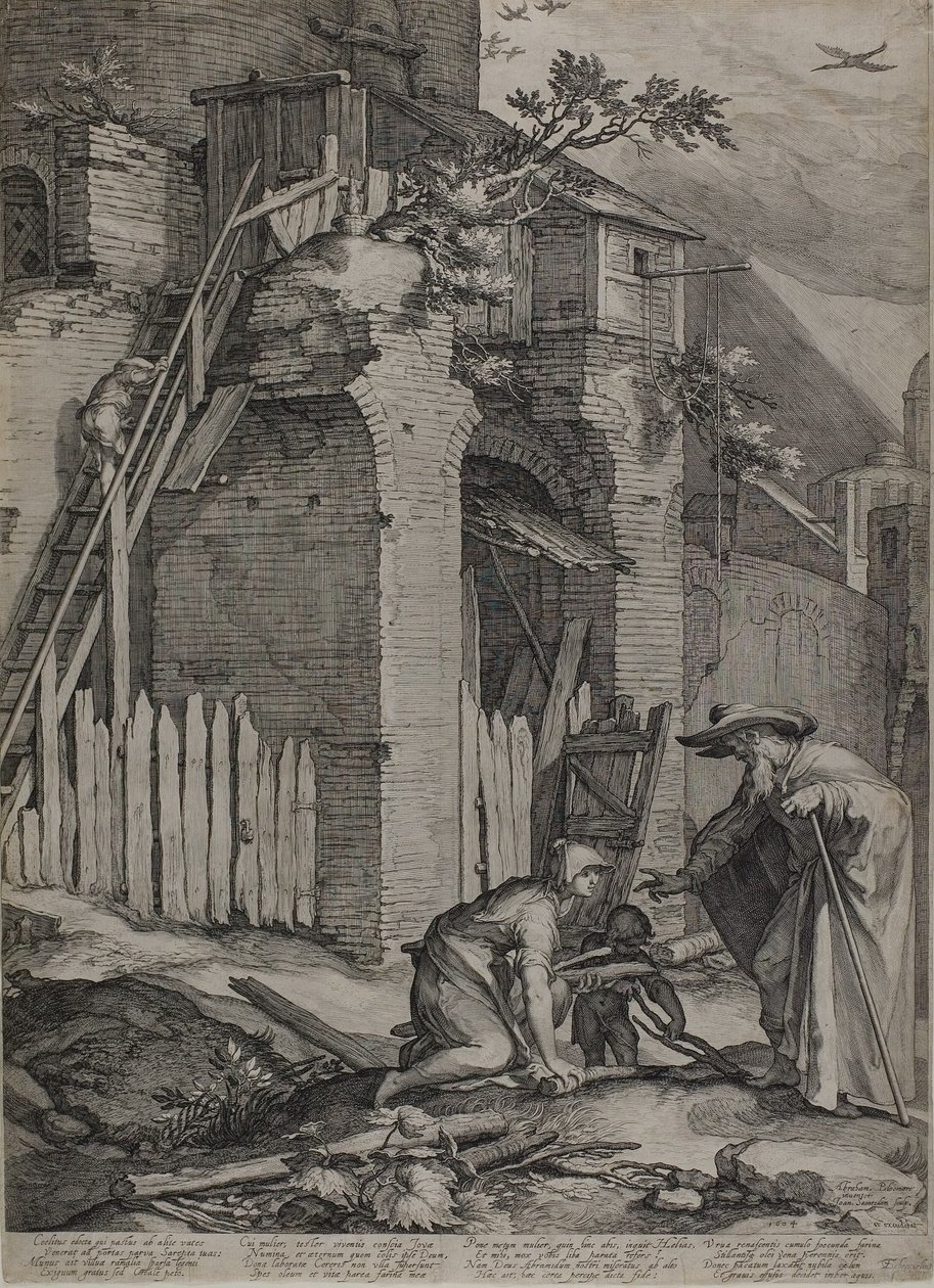 Profeten Elie anländer till Sareptas hus" änka, 1604 av Jan Saenredam