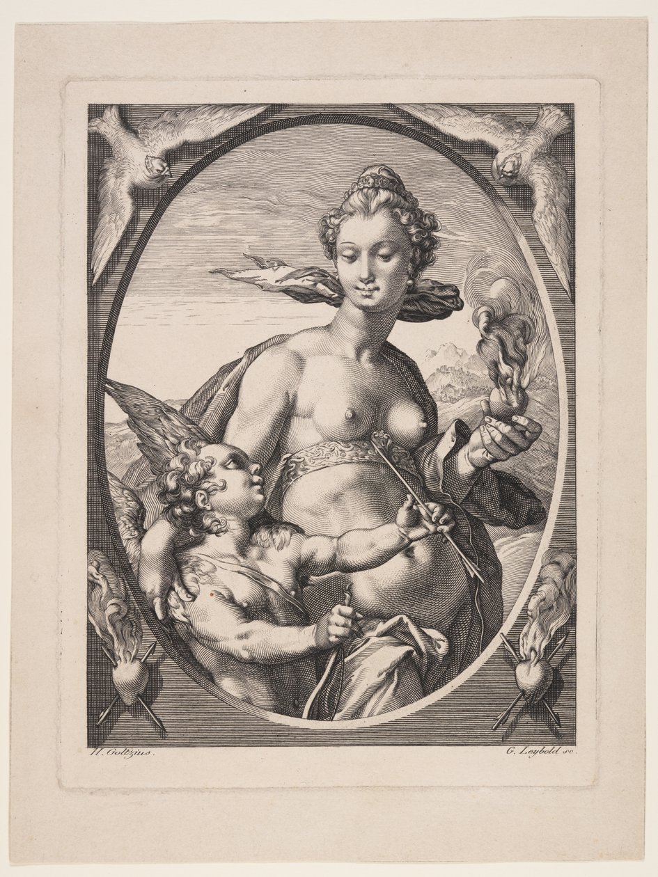 Venus och Amor, från Tre hedniska gudar eller gudinnor av Jan Saenredam