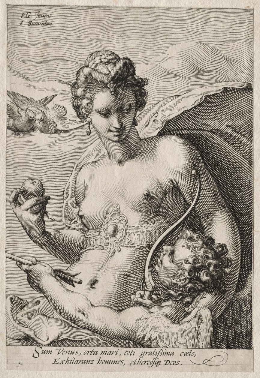 Venus och Amor, ca. 1595. av Jan Saenredam