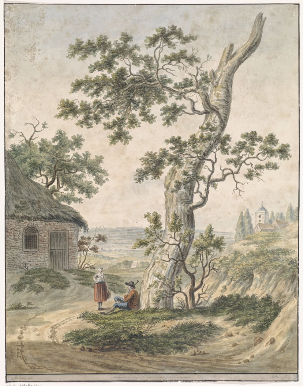 Landskap med en man och kvinna vid ett träd av Jan Steen (van Alkmaar)