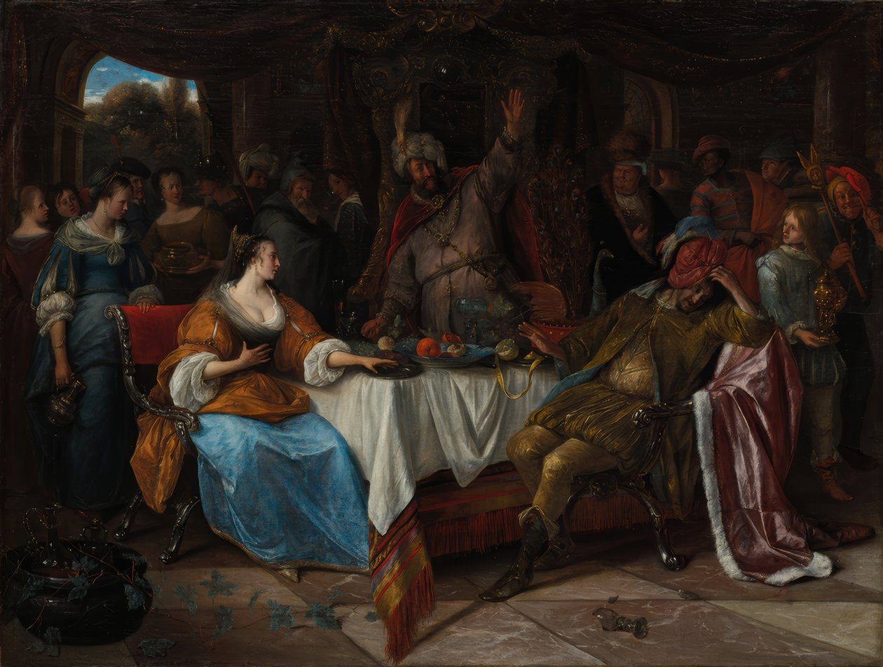 Ester, Ahasverus och Haman av Jan Steen