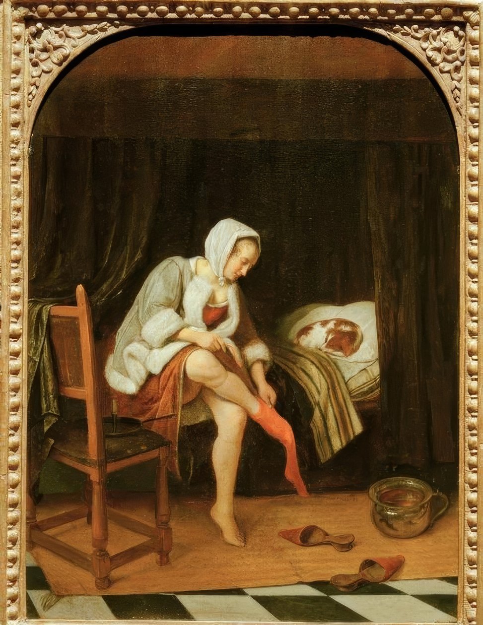 Kvinna på toaletten av Jan Havickszoon Steen