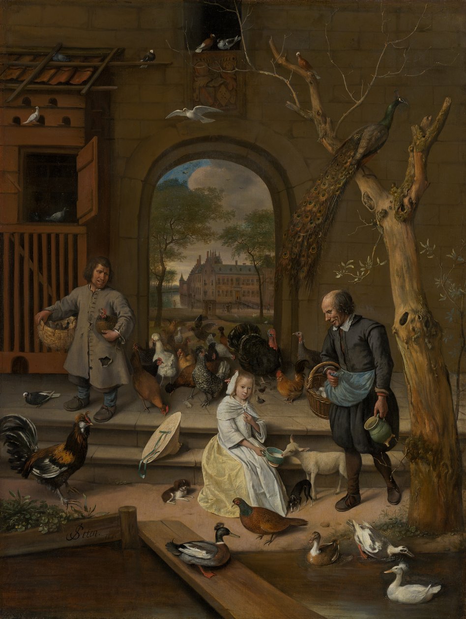 Porträtt av Bernardina Margriet van Raesfelt, även känd som "Hönsgården" av Jan Steen