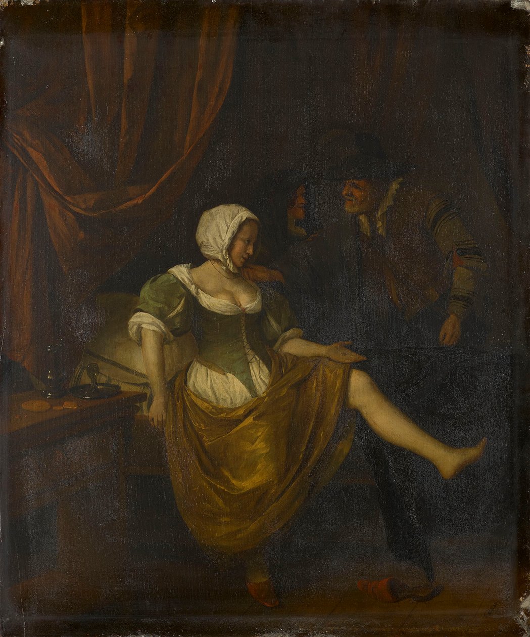 Scen i en bordell med en gammal man som ger pengar till en flicka av Jan Steen
