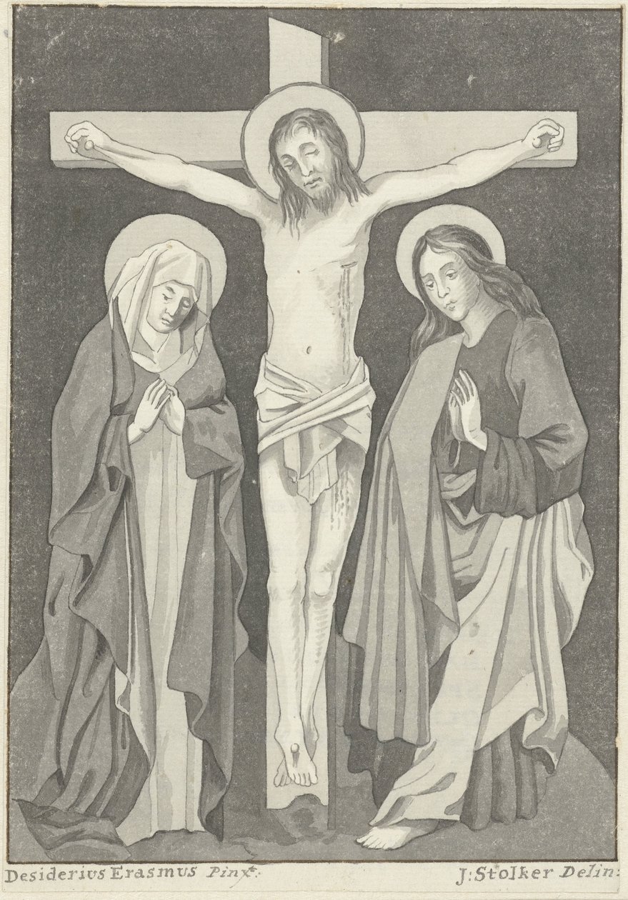 Kristus på korset med Maria och Johannes av Jan Stolker (signed by artist)