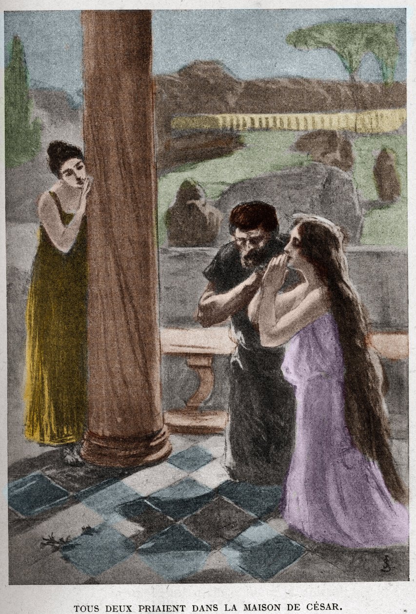 Båda bad i Cesars hus (kapitel VIII) illustration av JAN STYKA (1858-1925) för Henryk Sienkiewiczs roman "Quo Vadis". av Jan Styka