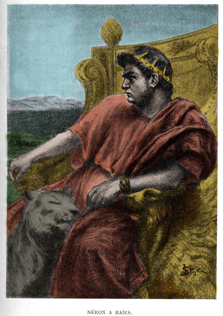 Neron a Baises (Nerone) illustration av JAN STYKA (1858-1925) till romanen "Quo Vadis" av Henryk Sienkiewicz. av Jan Styka