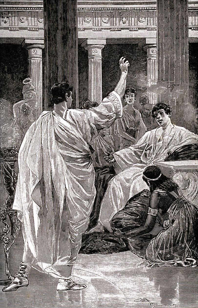 Vinicius face a Petrone, ca 1900-20 (illustration) av Jan Styka