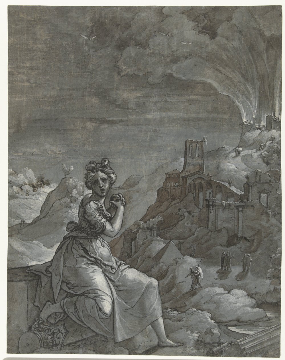 Cassandra sörjer Trojas förstörelse, 1550-55 av Jan Swart Van Groningen