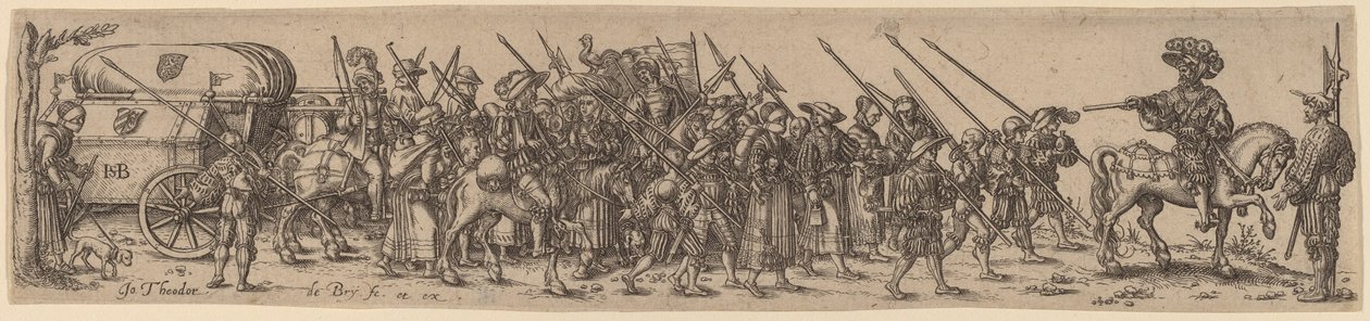 Bagagetåget med Sergeant-Majoren av Jan Theodor de Bry after Barthel Beham