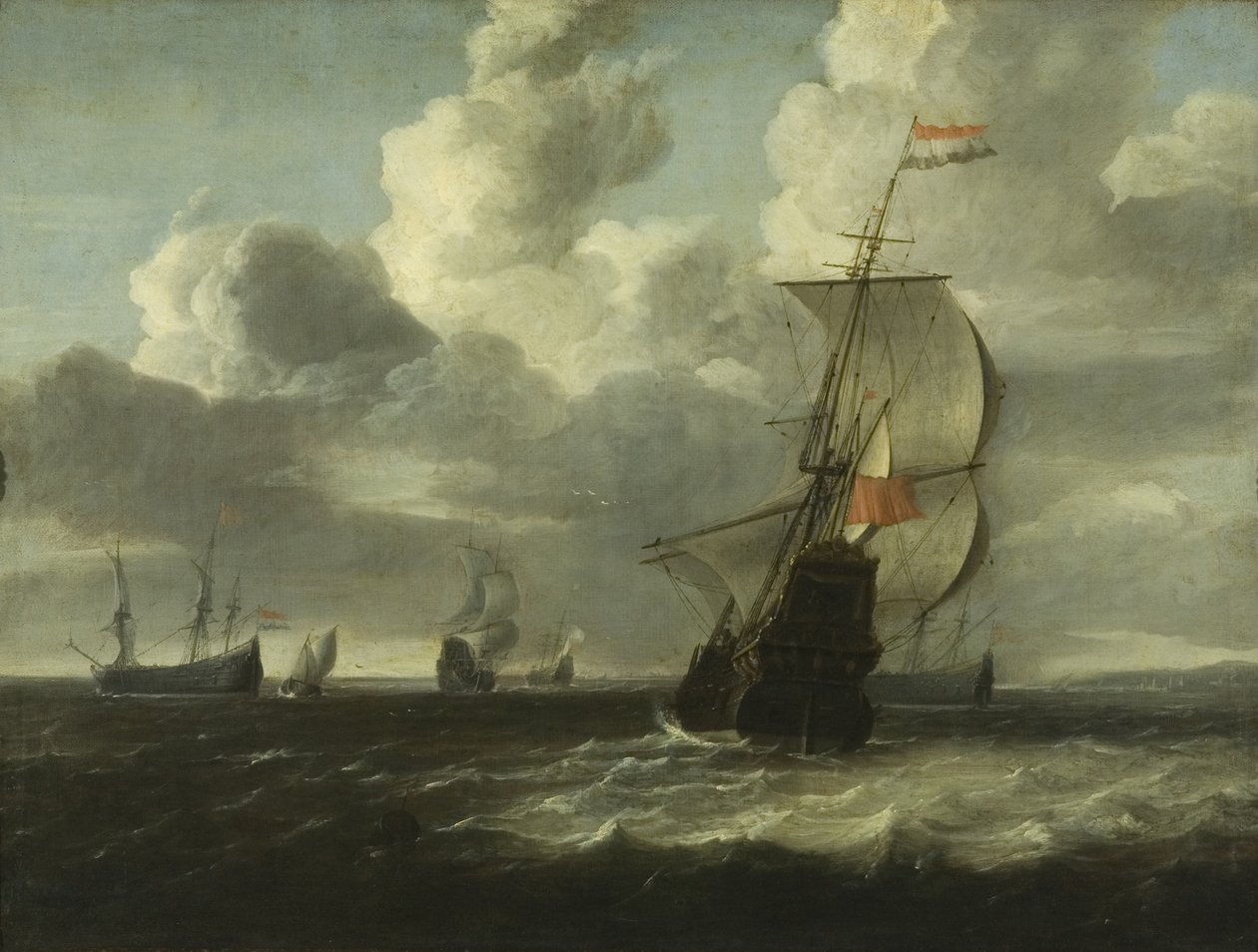 Seascape [Man of War ger sig ut], c. 1660 (olja på duk) av Jan Theunisz. Blanckerhoff