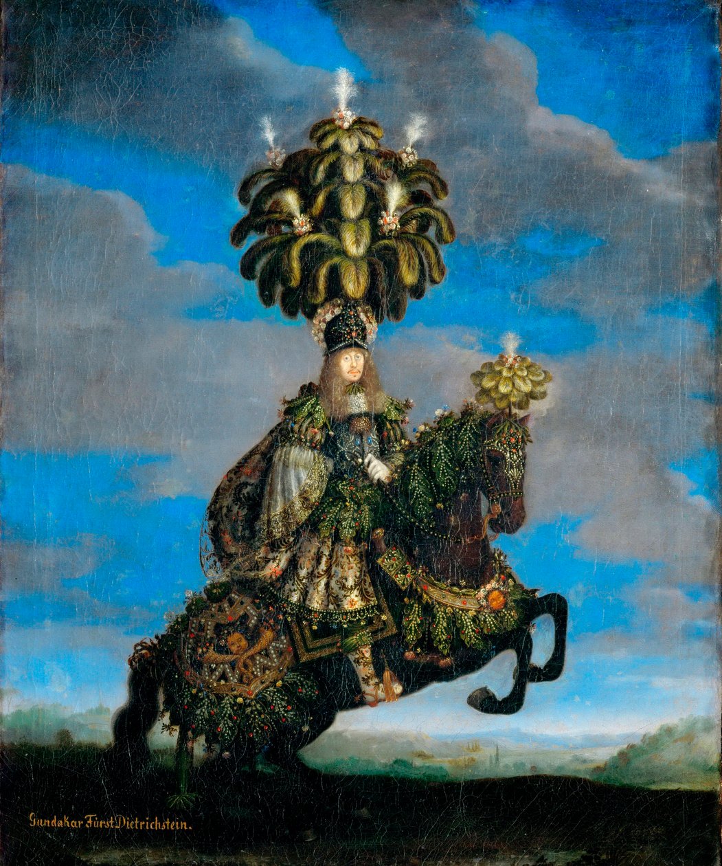 "Porträtt av Ferdinand Joseph (1636-1698), prins de Dietrichstein, Gundakar de Dietrichstein en costume de ballet equestre"" (Gundakar, Prince Dietrichstein (1623-1690) i en kostym för en hästbalett) Peinture de Jan Thomas van Ypres (1617-1678) av Jan Thomas van Ieperen