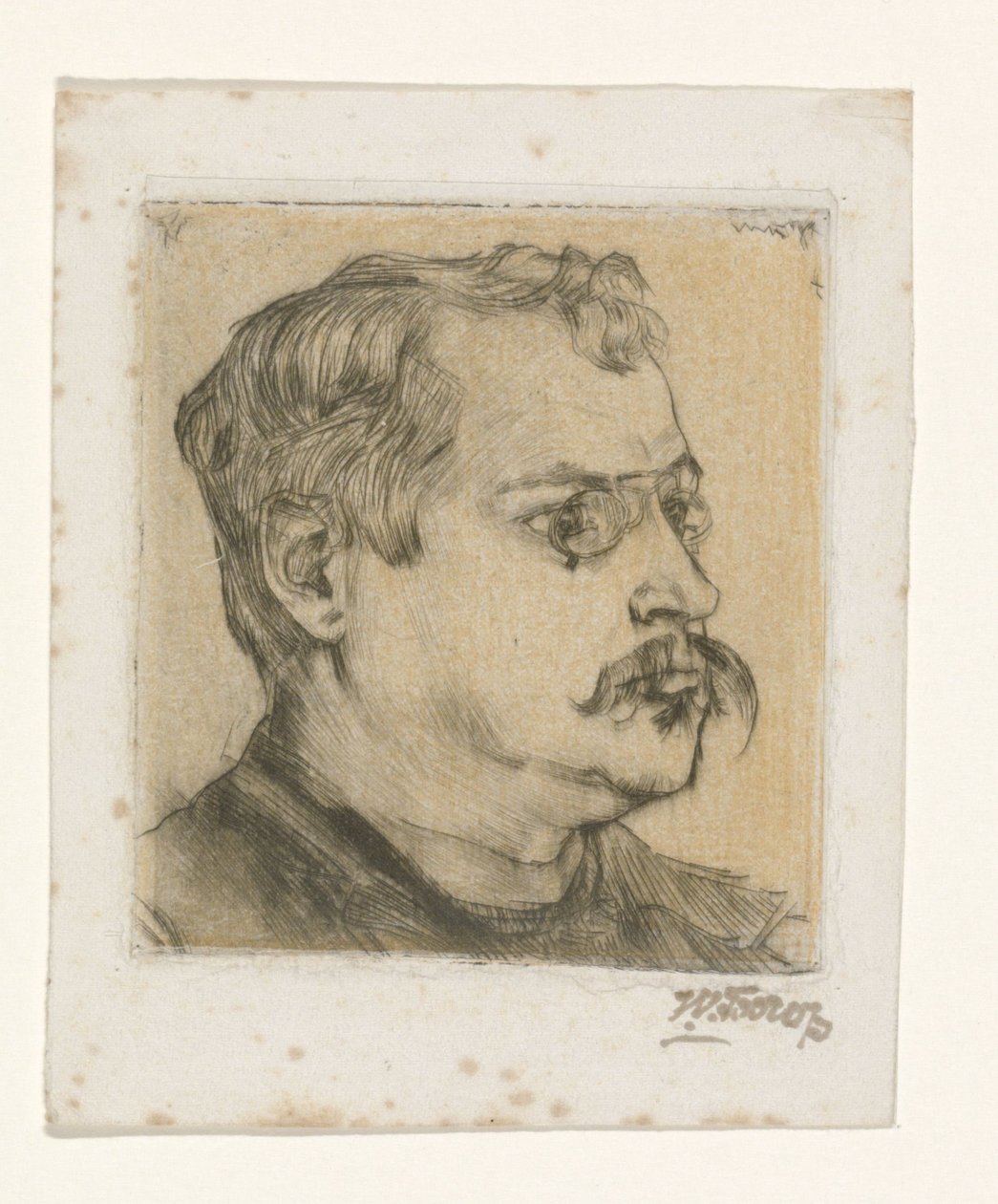 Porträtt av Hugo Vogel av Jan Toorop (signed by artist)