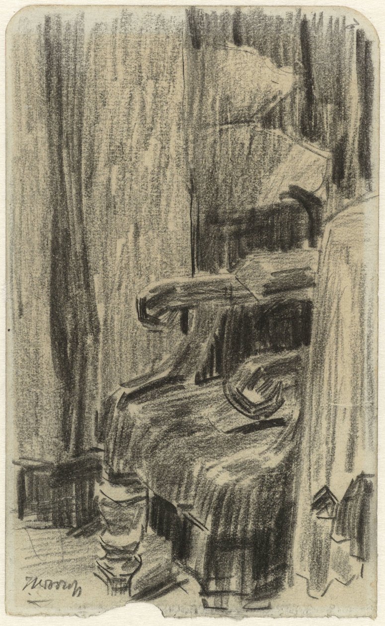 Fåtölj delvis täckt av gardin av Jan Toorop