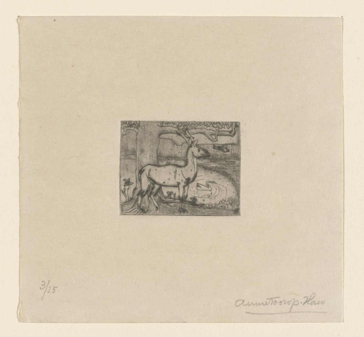 Rådjur nära ett träd framför en damm Rådjur nära ett träd (originaltitel) av Jan Toorop