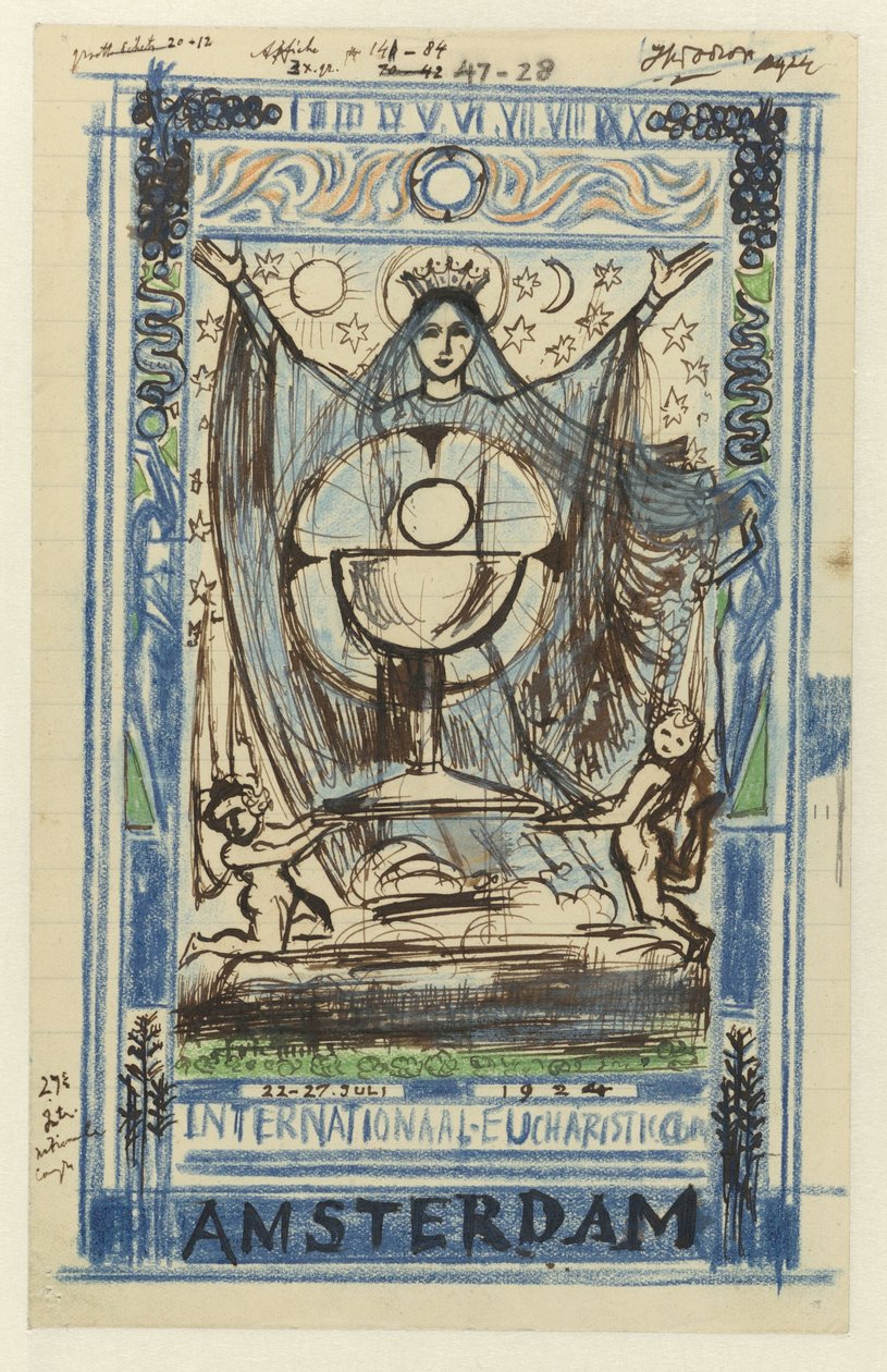 Design för en affisch för den internationella eukaristiska kongressen som hölls i Amsterdam 22-27 juli 1924 av Jan Toorop