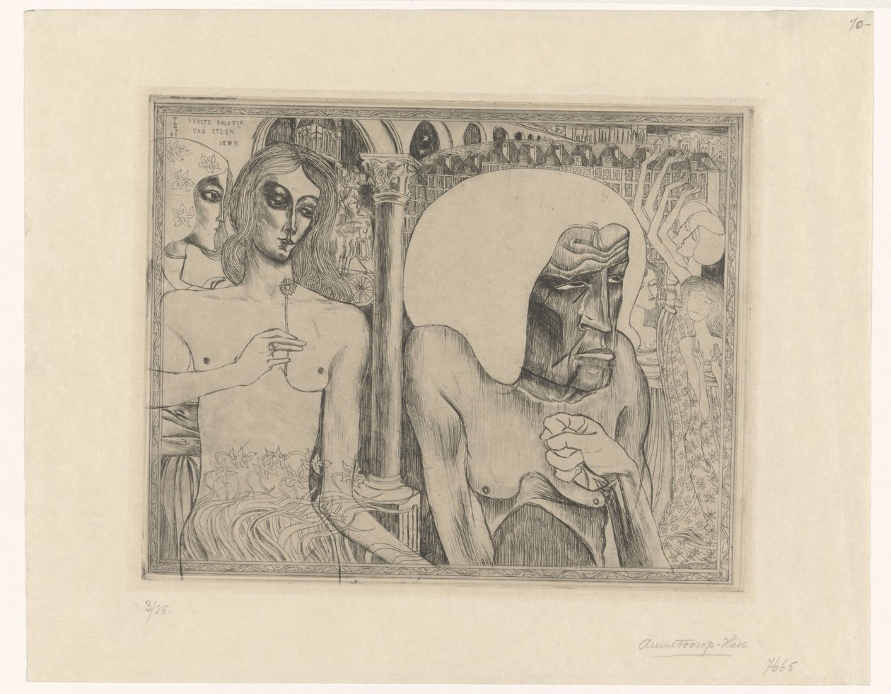 Gammal kvinna omgiven av unga kvinnor Kvinnans ungdom och ålder (originaltitel) av Jan Toorop