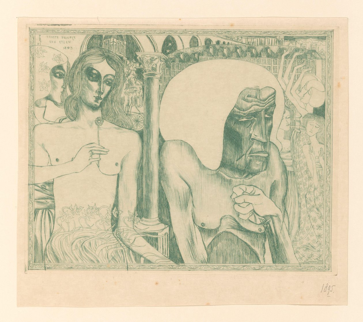 Gammal kvinna omgiven av unga kvinnor Kvinnans ungdom och ålder (originaltitel) av Jan Toorop