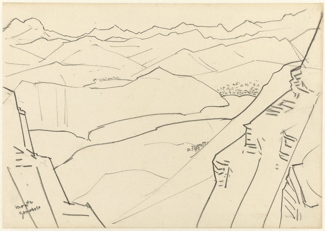 Skiss av ett bergslandskap Monte Generoso av Jan Toorop