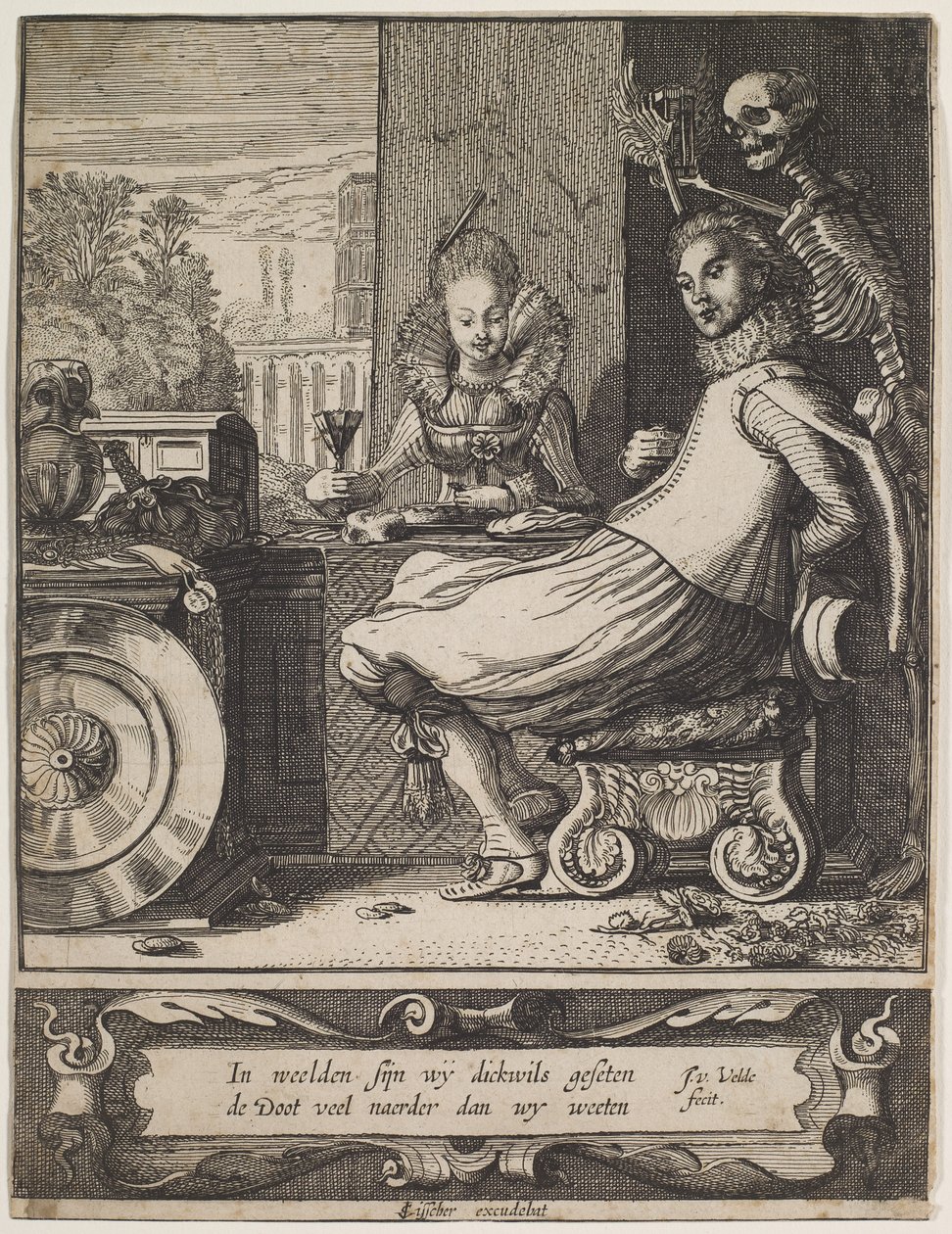Döden överraskar ett par, ca 1618-20 (etsning  gravyr) av Jan Van de II Velde