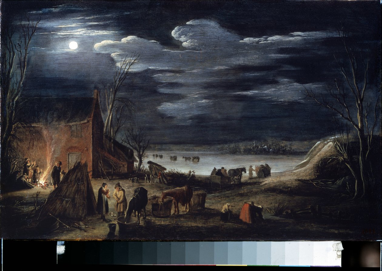 Vinter (vinter). Målning av Jan II van de Velde (1593-1641). Olja på trä, 30 x 44,5 cm. Flamländsk konst, barockkonst. Eremitagemuseet, Sankt Petersburg. av Jan Van de II Velde