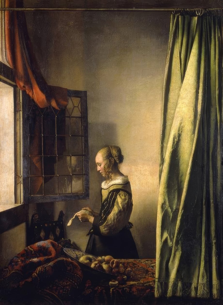 Flicka som läser ett brev vid det öppna fönstret av Jan Vermeer van Delft
