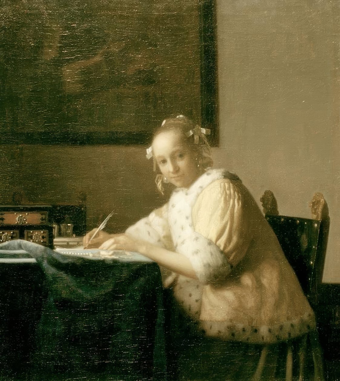 Brevskrivare i gult av Jan Vermeer van Delft