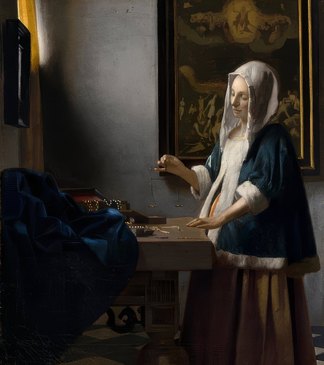 Kvinna med fjäll. Omkring 1664 av Jan Vermeer van Delft