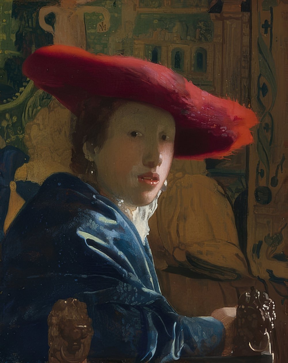 Flicka med röd hatt. Omkring 1665/66 av Jan Vermeer van Delft