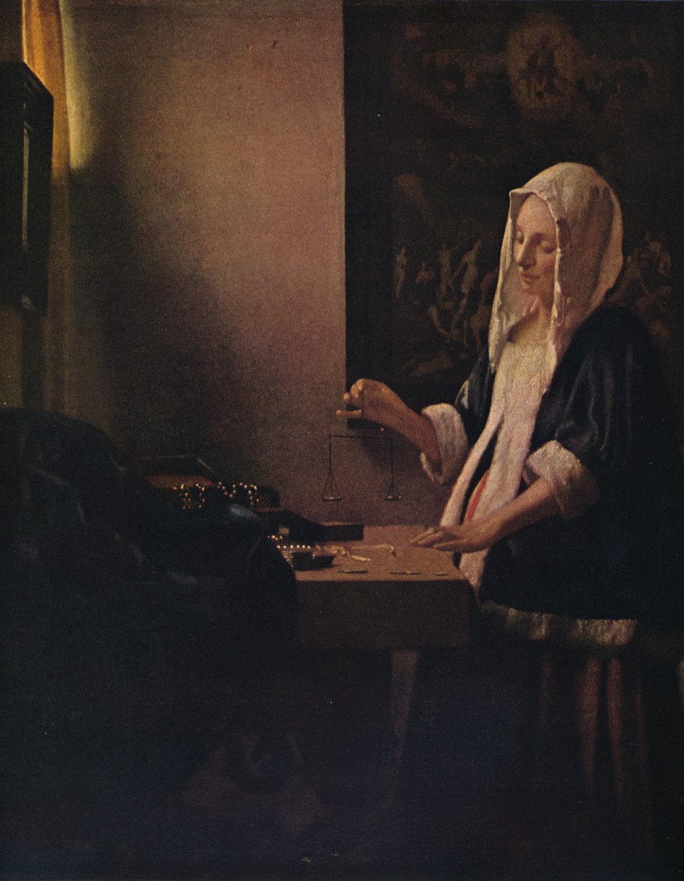 Kvinna som håller en balans, c1664 av Jan Vermeer van Delft
