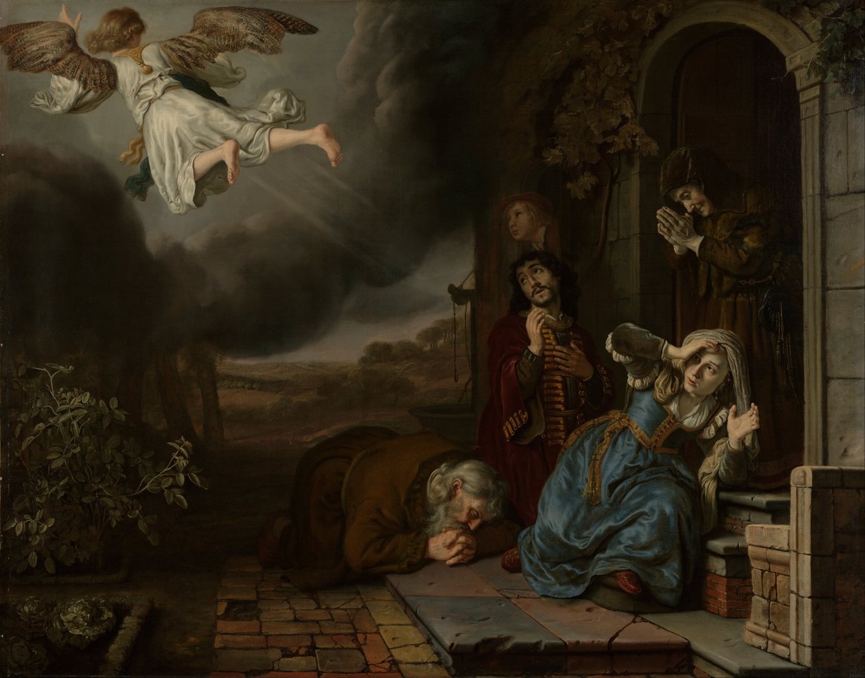 Ängeln som tar farväl av Tobit och hans familj av Jan Victors