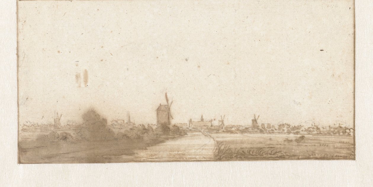Utsikt över en stad (Leiden?) av Jan Vincentsz. van der Vinne (possibly)