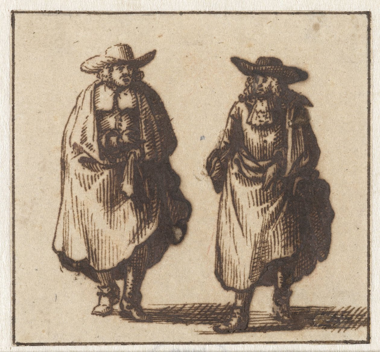 Två stående herrar i tunga kappor av Jan Vincentsz. van der Vinne (possibly)